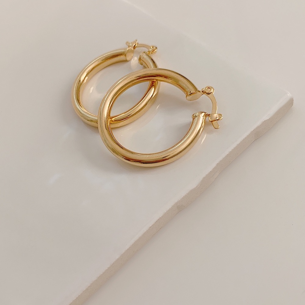 Tube Hoop Earrings | 18k Gold Filled - Picture 2 of 4
